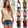 round neck short sleeve tassel T-shirt