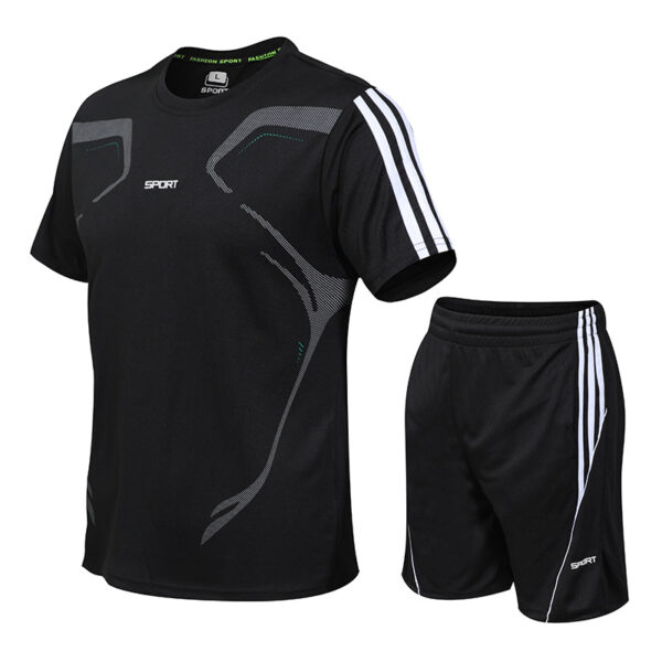 Quick-drying Men's Running Suit Short-sleeved Shorts Round Neck T-shirt Breathable Loose Fitness Large Size Outdoor Sports Suit