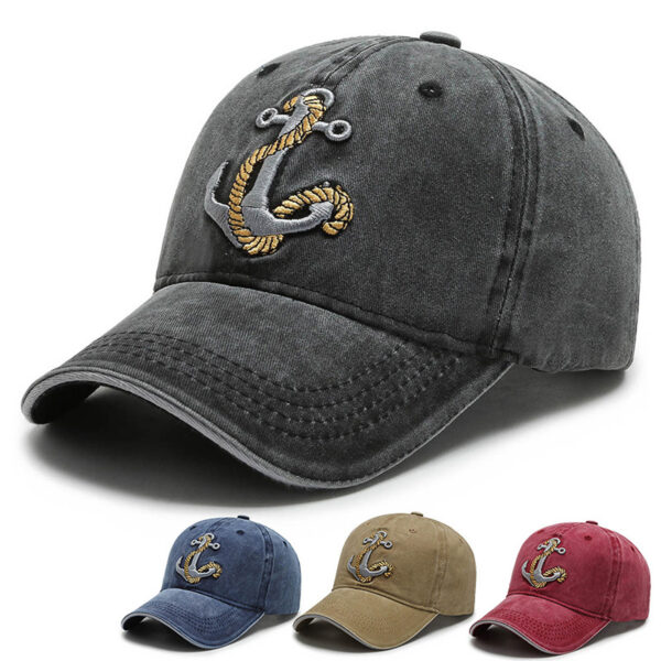 Hat Men's Spring And Summer Korean Version Tide Embroidery Sea Riveted Denim Baseball Cap Peaked Cap Travel Outdoor Travel Sun Hat