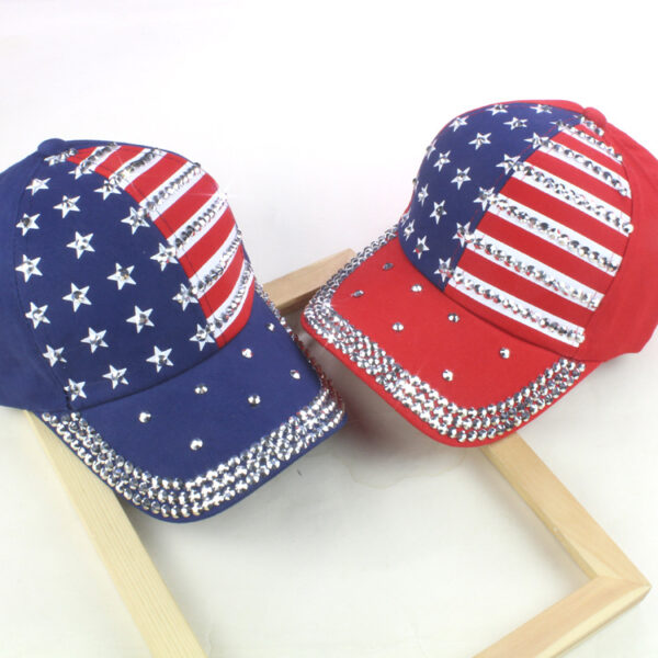 Summer And Autumn New Korean Version Tide New American Flag Diamond Denim Baseball Washed Summer Outdoor Sun Hat Peaked Cap