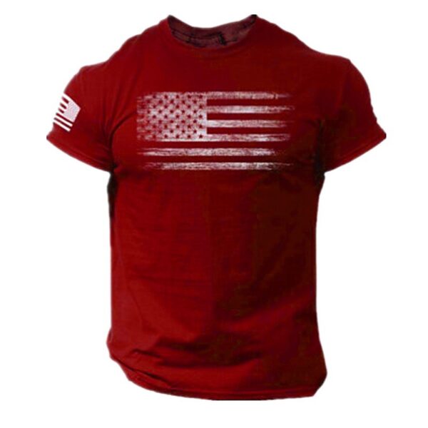 Men's Summer Patriotic 3D Printing T-shirt American Flag T-shirt