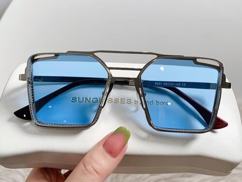 New Style Sunglasses Fashion Modern Metal Sunglasses Big Frame Glasses Slimming Beach Sunshade Mirror