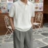 0O1CN01ACOjLg20yxKzzzFrO_!!2212079256919-0-cib MYQ Texture Knitted Polo Shirt Short T Men's Summer Loose Leck T-Shirt Korean Fashionable Short Sleeve Sweater