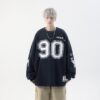 Autumn American Retro Street Tide Pullover T-shirt Printing Loose 90 Ice Hockey Uniform Long-sleeved T-shirt