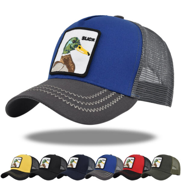 Cross-border Duck Embroidered Baseball Cap Patch Animal Embroidered Cap Mesh Baseball Cap Sunshade Mesh Cap