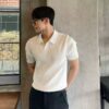 0O1CN01RXWMpp2Jc2BofsT6o_!!2217526039441-0-cib Summer Ice Silk Men's Lapel POLO Short-sleeved T-shirt Thin Shirt Fashionable V-neck Striped Knitted Bottoming Shirt Men