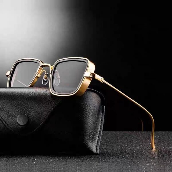 New Indian Sunglasses Square Glasses Retro Thick Edge Metal Trendy Men's Sunglasses