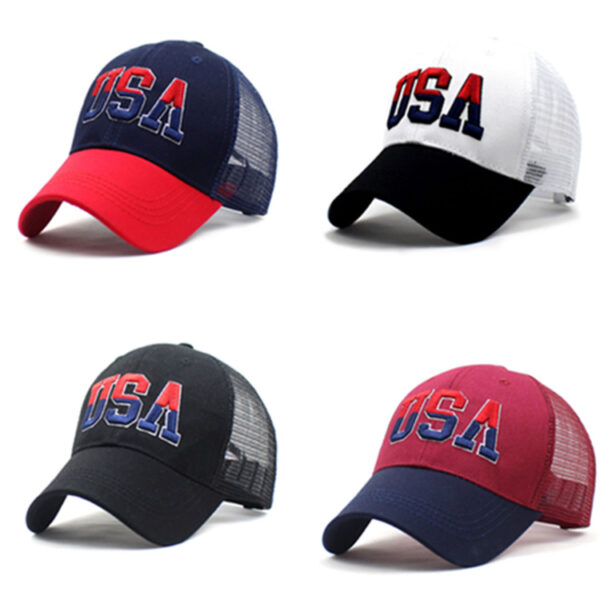 2026 Cross-border Amazon Hat Big Embroidered Cotton American Flag Baseball Cap Classic American USA Embroidered Cap