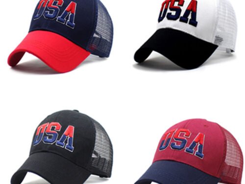 2026 Cross-border Amazon Hat Big Embroidered Cotton American Flag Baseball Cap Classic American USA Embroidered Cap