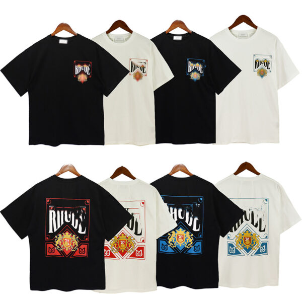 Spring And Summer New Short-sleeved American High Street Tide Brand Men And Women Genderless Poker Printed Loose T-shirt