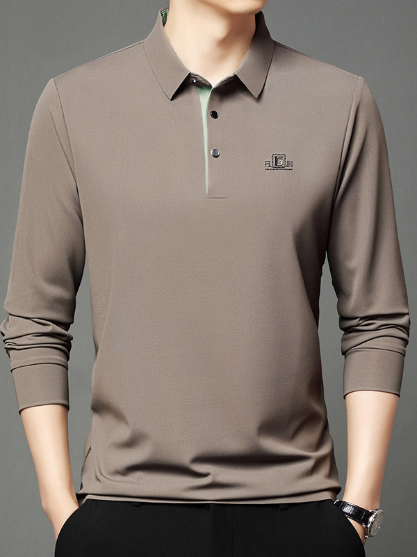 Long Sleeve T-shirt Lapel Polo Shirt Young And Middle-aged Men's Simple Thin Casual Bottoming Shirt T-shirt