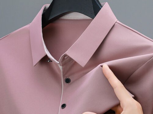 Short-sleeved Polo Shirt Men's Summer New Middle-aged Lapel T-shirt Solid Color Business Casual Half-sleeved Dad Fashion T-shirt