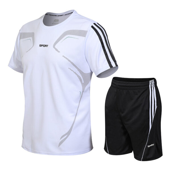 Quick-drying Men's Running Suit Short-sleeved Shorts Round Neck T-shirt Breathable Loose Fitness Large Size Outdoor Sports Suit