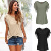round neck short sleeve tassel T-shirt