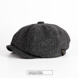Vintage Spring/autumn Casual Woolen British Octagonal Hat Men's Duckbill Beanie Trendy Autumn/winter