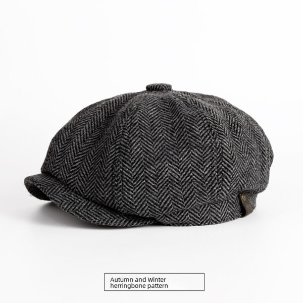 Vintage Spring/autumn Casual Woolen British Octagonal Hat Men's Duckbill Beanie Trendy Autumn/winter