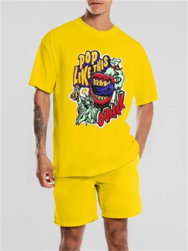 Basketball Printed T-shirt Shorts Men's New Loose Casual T-shirt Set