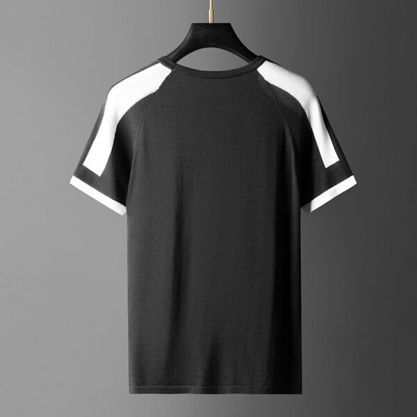 Summer New Short T-shirt Casual Fashion Trendy Color-inserted Knitted Shirt Short-sleeved T-shirt Men's Round Neck Simple And Comfortable
