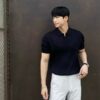 1O1CN01Z6QfxV2Jc2Bu8g7CQ_!!2217526039441-0-cib Summer Ice Silk Men's Lapel POLO Short-sleeved T-shirt Thin Shirt Fashionable V-neck Striped Knitted Bottoming Shirt Men