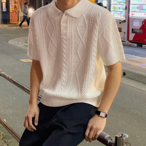 1O1CN01mNdbXU20yxL2zwT2i_!!2212079256919-0-cib MYQ Texture Knitted Polo Shirt Short T Men's Summer Loose Leck T-Shirt Korean Fashionable Short Sleeve Sweater