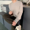 MYQ Long-sleeved T-shirt Men's Round Neck Autumn Korean Style Loose Fashionable Casual Solid Color Cotton T-shirt Base Shirt Top