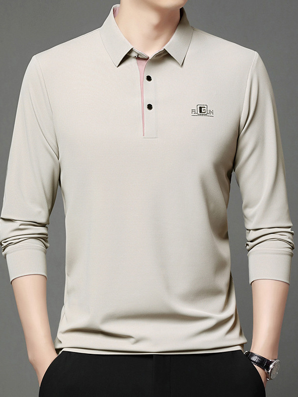 Long Sleeve T-shirt Lapel Polo Shirt Young And Middle-aged Men's Simple Thin Casual Bottoming Shirt T-shirt