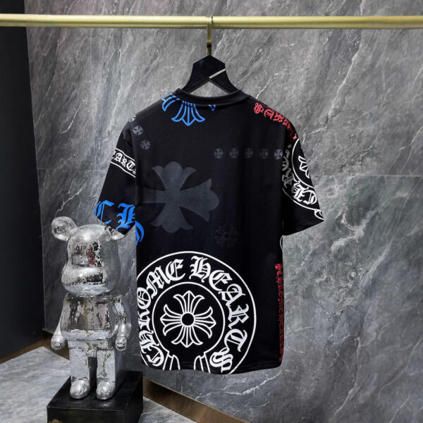 Cross-Border 2026 Summer New Style Ch Crow Horseshoe Print Cross Sanskrit Printed Short-Sleeved T-Shirt For Men And Women
