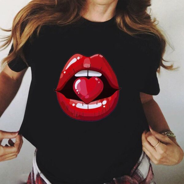 Red Mouth Lip Kiss T Shirt