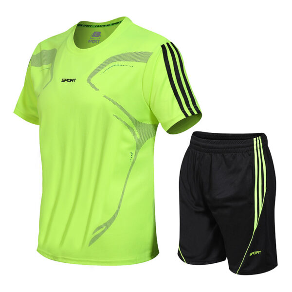 Quick-drying Men's Running Suit Short-sleeved Shorts Round Neck T-shirt Breathable Loose Fitness Large Size Outdoor Sports Suit