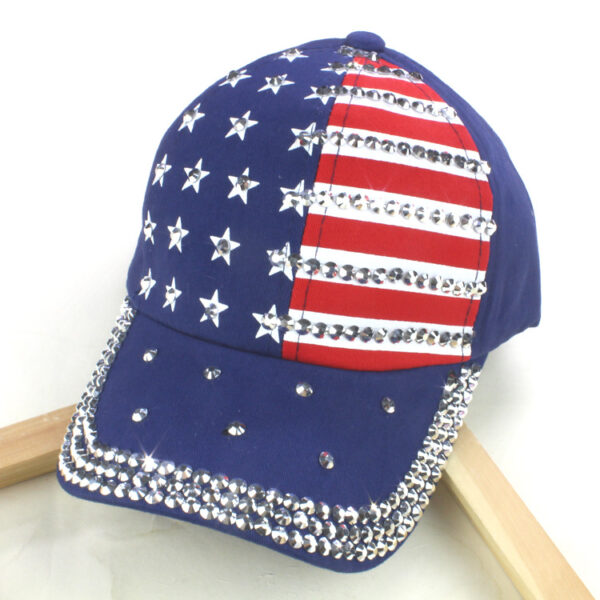 Summer And Autumn New Korean Version Tide New American Flag Diamond Denim Baseball Washed Summer Outdoor Sun Hat Peaked Cap