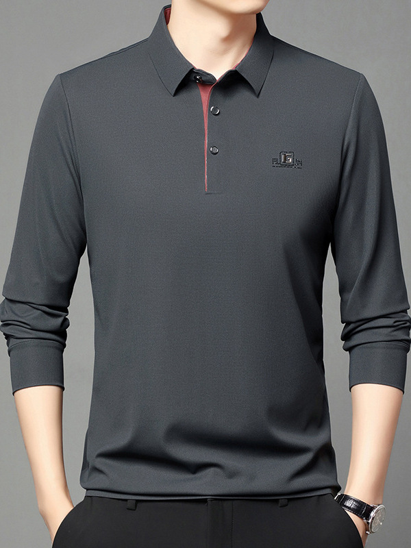Long Sleeve T-shirt Lapel Polo Shirt Young And Middle-aged Men's Simple Thin Casual Bottoming Shirt T-shirt