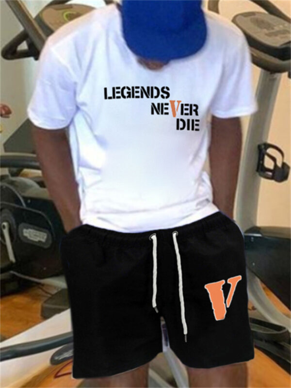 Basketball Printed T-shirt Shorts Men's New Loose Casual T-shirt Set