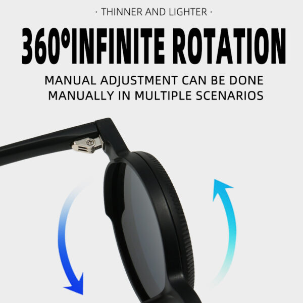 Adjustable Zoom Round Frame Polarized Sunglasses For Men Outdoor Anti-Uv Sunglasses For Men