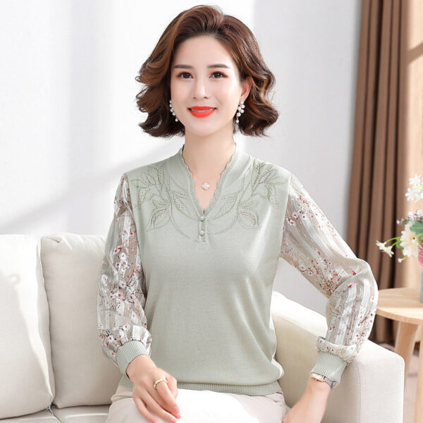 Spring And Autumn Knitted Tops Western-style Yarn Sleeves Bottom Shirts T-shirts Loose Small Shirts