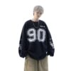 Autumn American Retro Street Tide Pullover T-shirt Printing Loose 90 Ice Hockey Uniform Long-sleeved T-shirt