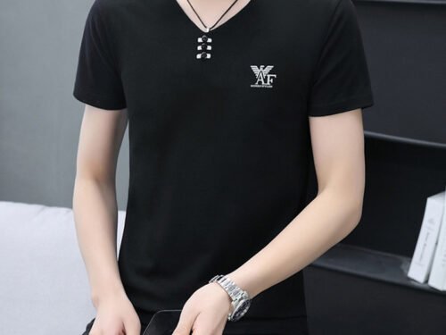 Trendy Men's Shirts V-neck Half-sleeved Slim-fit Casual Men's Short-sleeved T-shirt