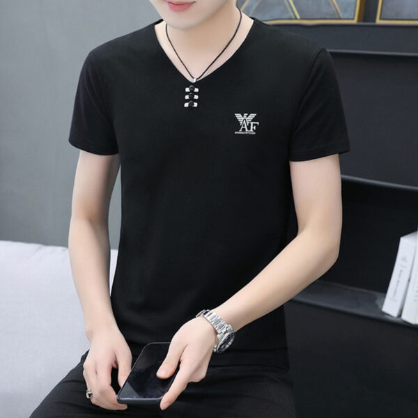Trendy Men's Shirts V-neck Half-sleeved Slim-fit Casual Men's Short-sleeved T-shirt