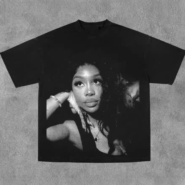 American Hip-Hop Character Print T-Shirt Casual Fashion Oversized T-Shirt Harajuku Gothic Retro Men's T-Shirt