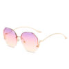 New Frameless Sunglasses Creative Style Crystal Cut Edge Trendy Half Frame Sunglasses Gradient Curved Leg Sunglasses Women