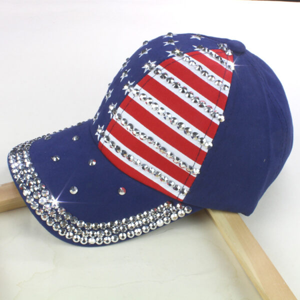 Summer And Autumn New Korean Version Tide New American Flag Diamond Denim Baseball Washed Summer Outdoor Sun Hat Peaked Cap