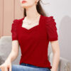 Clothes Women's T-shirt Women's 2026 New Summer Short-sleeved T-shirt French Palace Style Puff Sleeve Top Women's Autumn