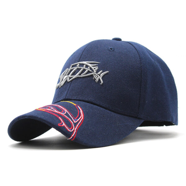 Cross-border New 3D Embroidered Fish Embroidery Baseball Cap For Men And Women Outdoor Fish Camouflage Baseball Cap Thickened Duck Tongue Sun Hat