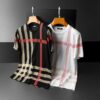 Summer Men's Slim Fit Opapolitan Plaid Embroidery Round Neck Mercerized Cotton Plaid Large Size Short Sleeve T-Shirt Men