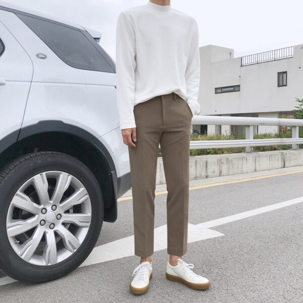 MYQ Mock Collar Long-sleeved T-shirt Men's Loose Autumn And Winter White Black Base Shirt Fashionable Inner Tops T-shirt