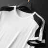 Summer New Short T-shirt Casual Fashion Trendy Color-inserted Knitted Shirt Short-sleeved T-shirt Men's Round Neck Simple And Comfortable
