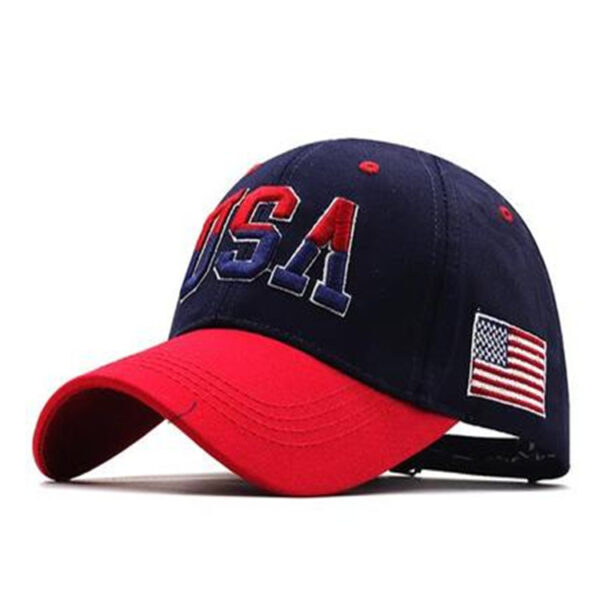 2026 Cross-border Amazon Hat Big Embroidered Cotton American Flag Baseball Cap Classic American USA Embroidered Cap