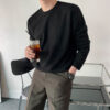 MYQ Long-sleeved T-shirt Men's Round Neck Autumn Korean Style Loose Fashionable Casual Solid Color Cotton T-shirt Base Shirt Top