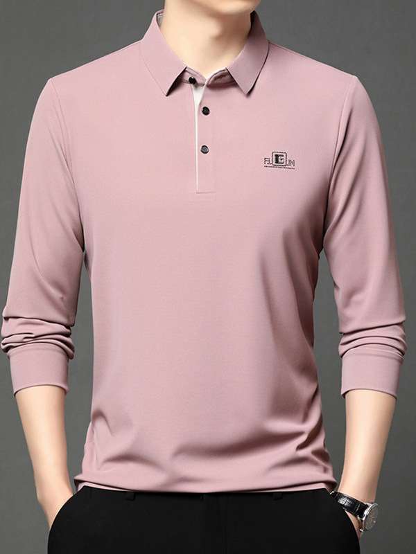 Long Sleeve T-shirt Lapel Polo Shirt Young And Middle-aged Men's Simple Thin Casual Bottoming Shirt T-shirt