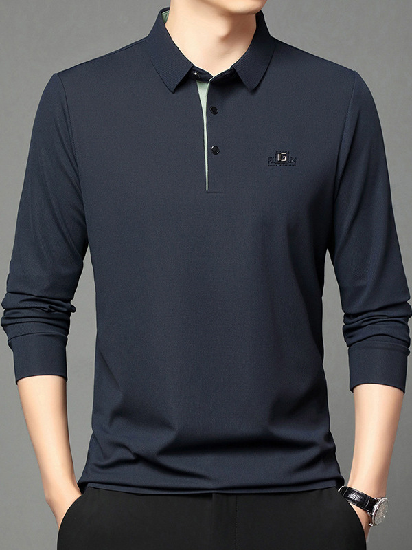 Long Sleeve T-shirt Lapel Polo Shirt Young And Middle-aged Men's Simple Thin Casual Bottoming Shirt T-shirt