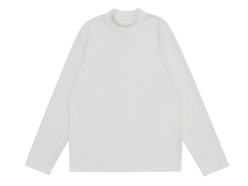 MYQ Mock Collar Long-sleeved T-shirt Men's Loose Autumn And Winter White Black Base Shirt Fashionable Inner Tops T-shirt